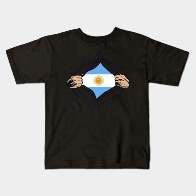 Proud Argentina Flag, Argentina gift heritage, Argentinian girl Boy Friend Kids T-Shirt by JayD World